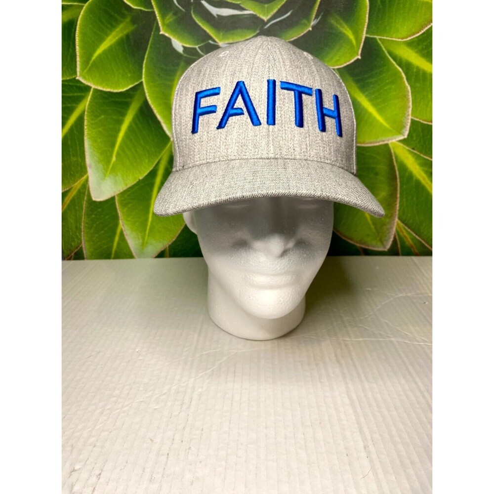 FAITH Christian Hat Sz. L/XL Flex Fit Port Authority Hat Grey Baseball Cap